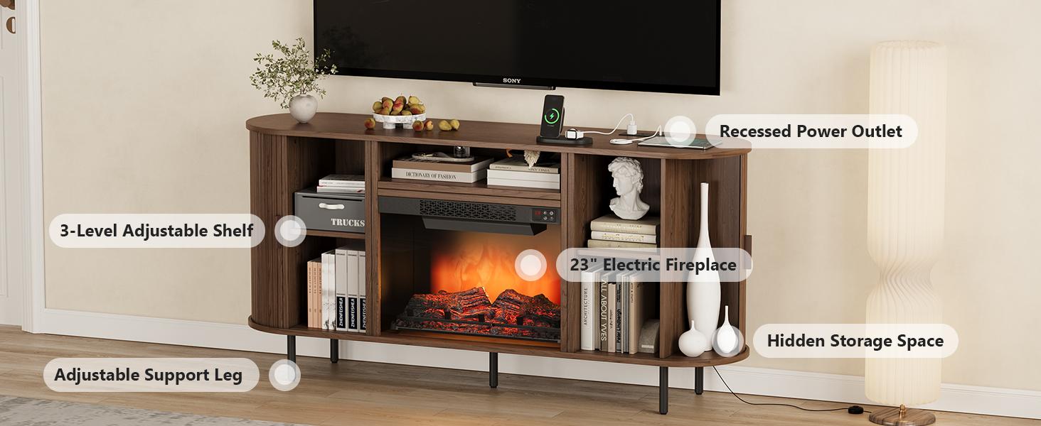 【SPOTLIGHT DAY】ONBRILL 70.8" Gorgeous Fluted Fireplace TV Stand for TVs Up to 80" with 23" Electric Fireplace, Luxury  Modern Entertainment Center with Power Outlet , TV Media Console with Storage for Living Room, Bedroom Furniture