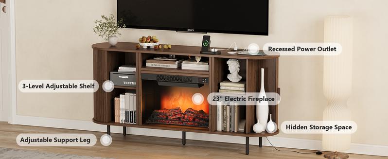 【Valentine's Day gift】ONBRILL 70.8" Gorgeous Fluted Fireplace TV Stand for TVs Up to 80" with 23" Electric Fireplace, Luxury  Modern Entertainment Center with Power Outlet , TV Media Console with Storage for Living Room, Bedroom Furniture