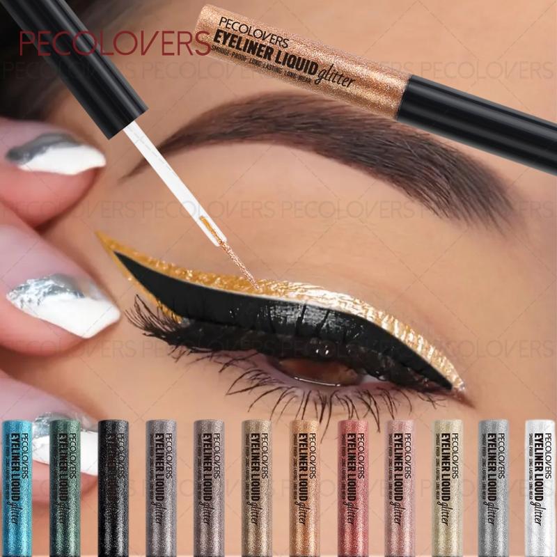 12pcs/set Sparkling Liquid Eyeliner Various Colors & Quick Dry Waterproof Not Easily Smudging Liquid Eyeliner Glitter Liner 12pcs/set Sparkling Liquid Eyeliner Various Colors & Quick Dry Waterproof Not Easily Smudging Liquid Eyeliner Glitter Liner