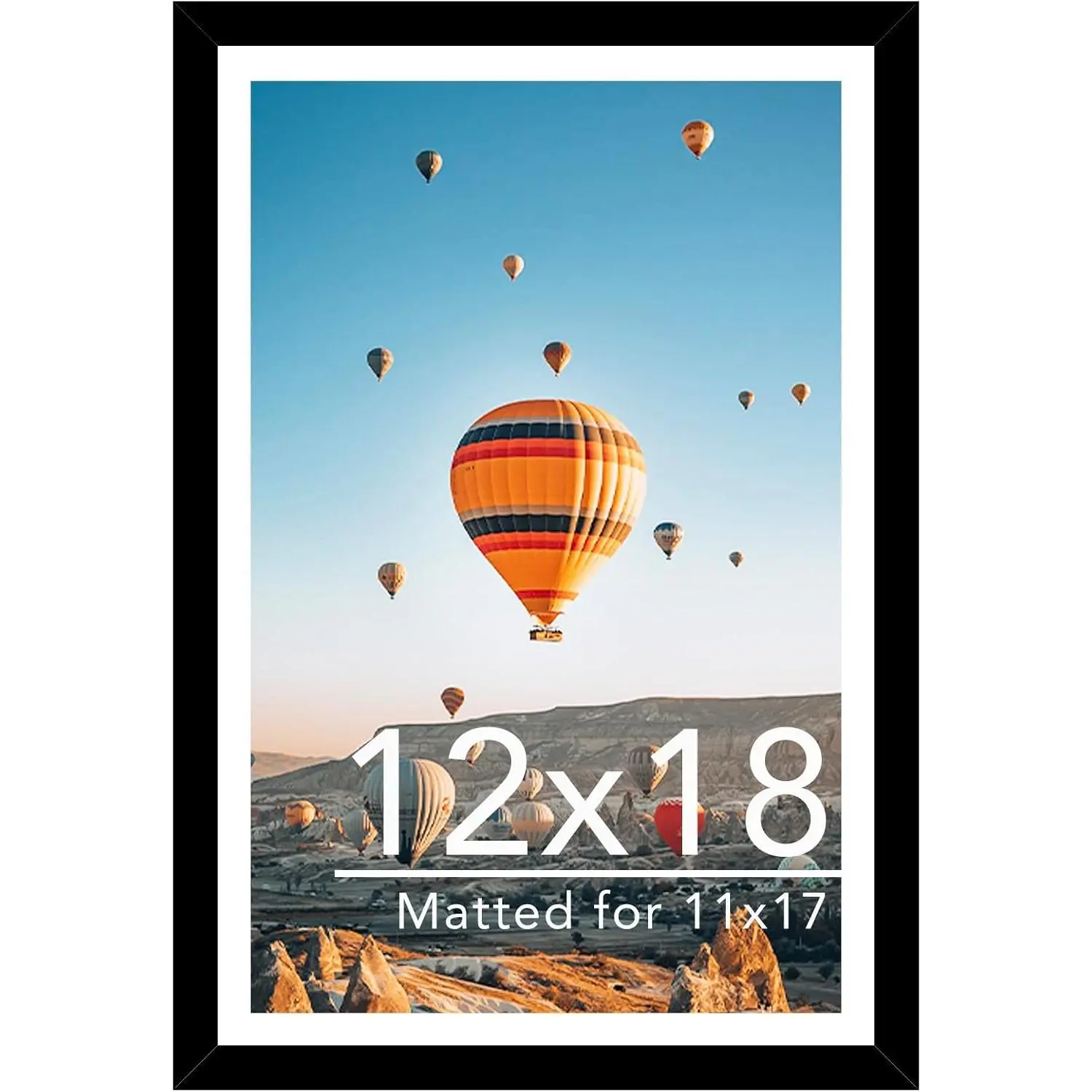 12x18 Picture Frame with 11x17 Mat, Display Photo 11x17 with Mat or 12 x 18 Without Mat, Wall Hanging Large 12 by 18 Poster Frame with Plexiglass, Black