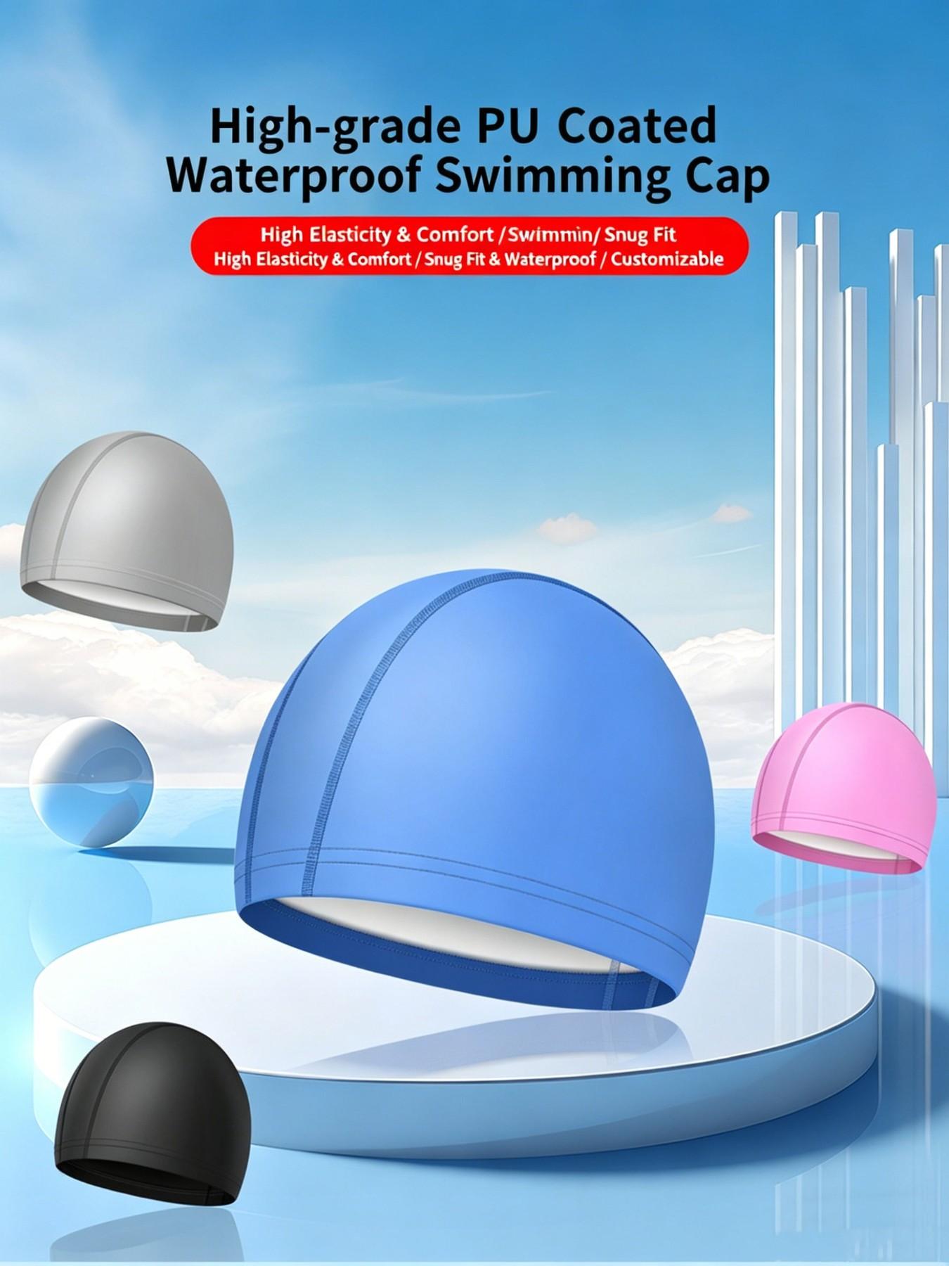 High-End PU Adult Swim Cap, Solid Color Waterproof Breathable Comfort Swimming Hat, Unisex Non-Irritating, Factory Wholesale