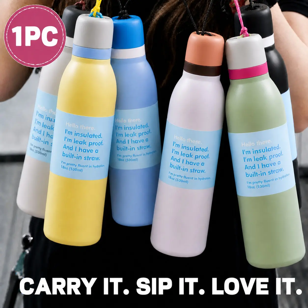 Simpcook 24oz Insulated Water Bottle, Stainless Steel Double Wall Vacuum Flask, Leakproof Travel Mug, Perfect Gift for Cold & Hot Drinks