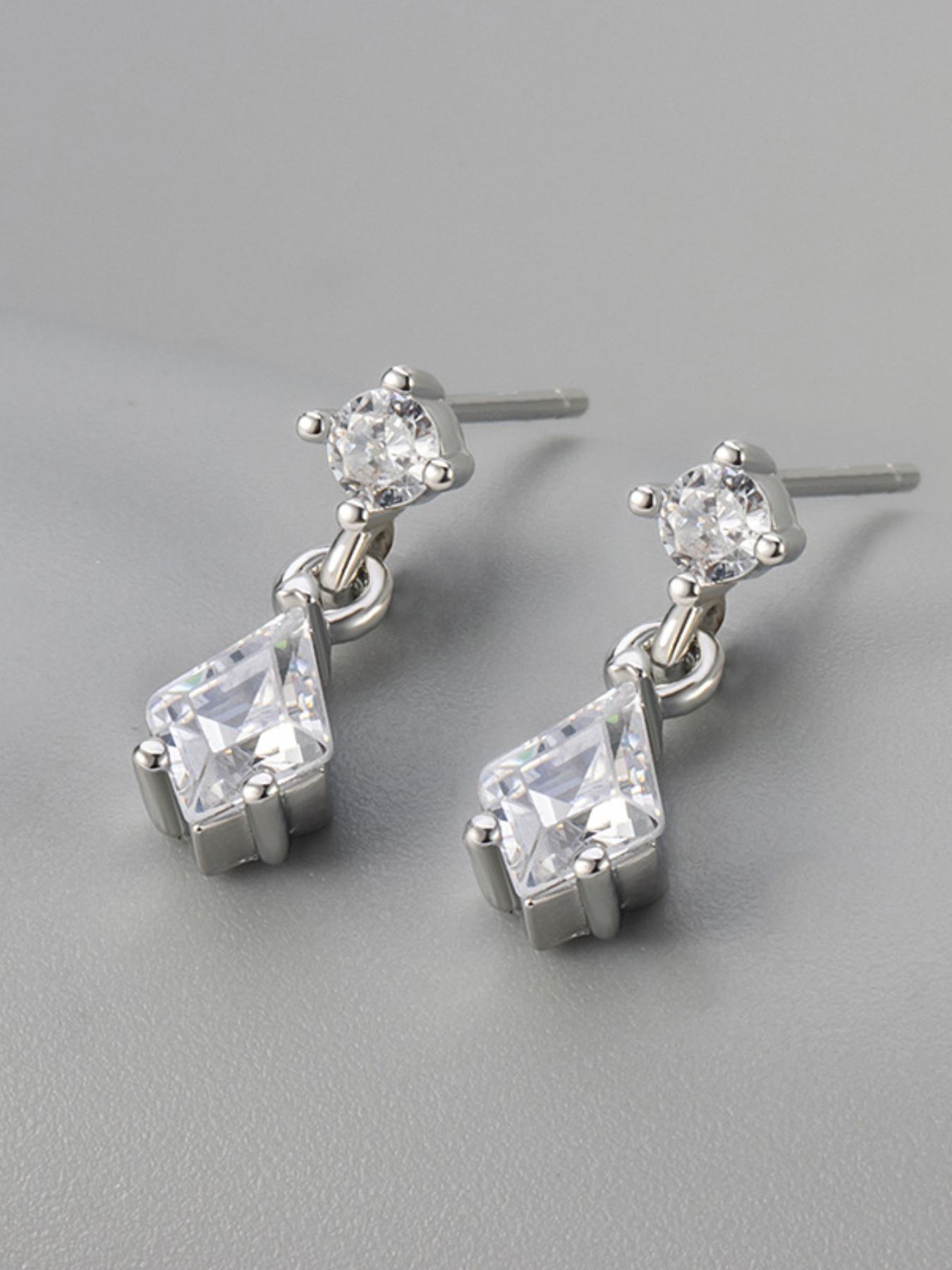 Adorable Waterdrop Zircon Earrings, Delicate Small Diamond Studs, Unique Non-Repeat Design, Silver Color, Perfect for Daily Wear