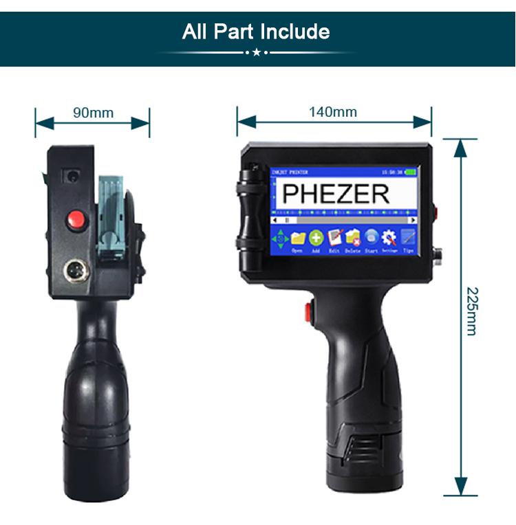 Phezer P15 Handheld Inkjet Printer & Cloth Printing Machine Kit | 12.7mm Quick-Drying Coder Gun with PS127 Ink | 600DPI Portable Labeler for DIY, QR, Date on Fabric/Metal/Plastic (Includes Hard Case)