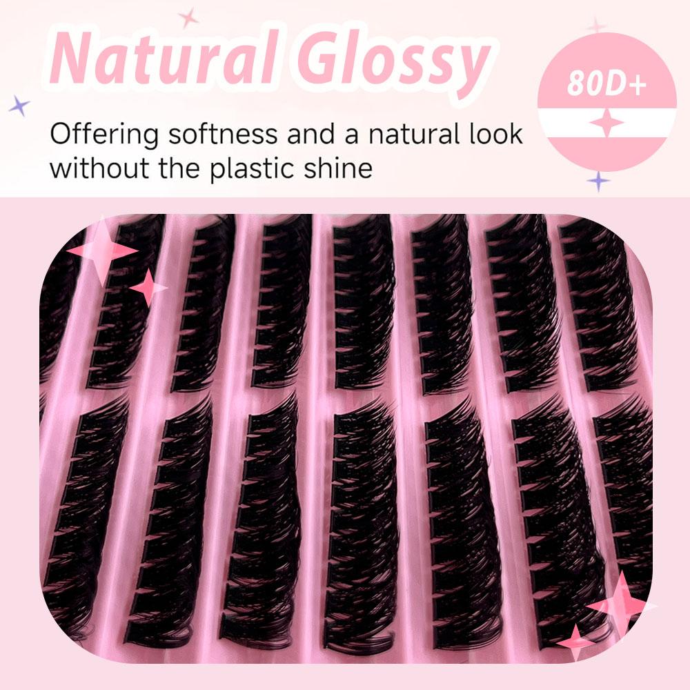 DIY Cluster False Eyelashes 80D+, Dense Comfortable, Reusable, 180 Pads, D Curl,  Boost Confidence, Large Capacity