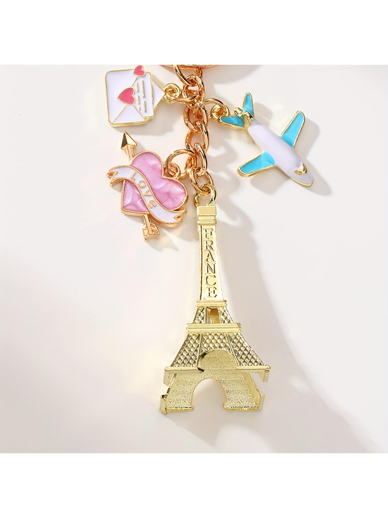 1pc Tower Key Chain, Romantic Envelope Airplane Pendant, Couple Key Chain Pendant