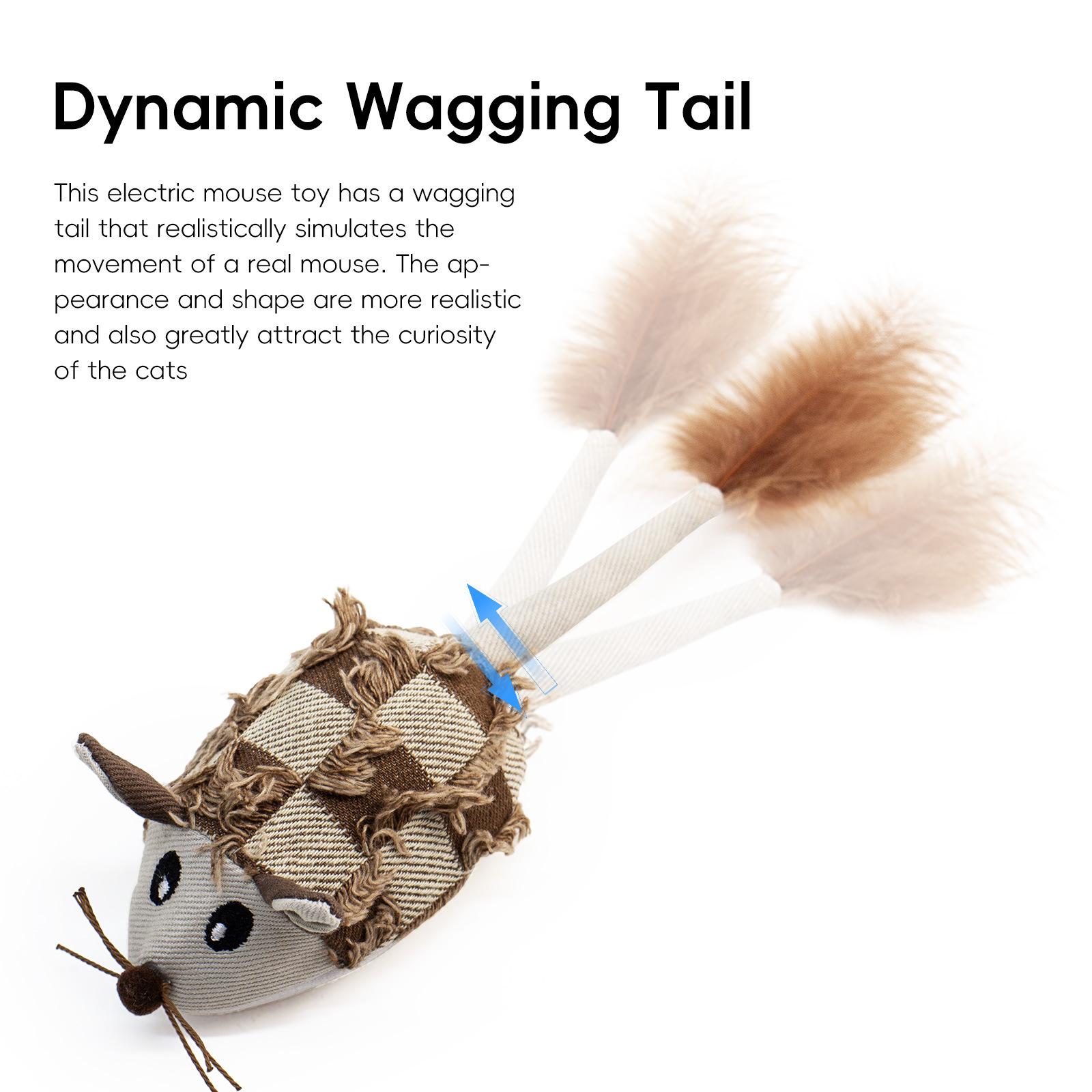 Customized tail swinging electric teasing cat mouse automatic tail wagging simulation mouse relieve boredom simulation cat toy plush