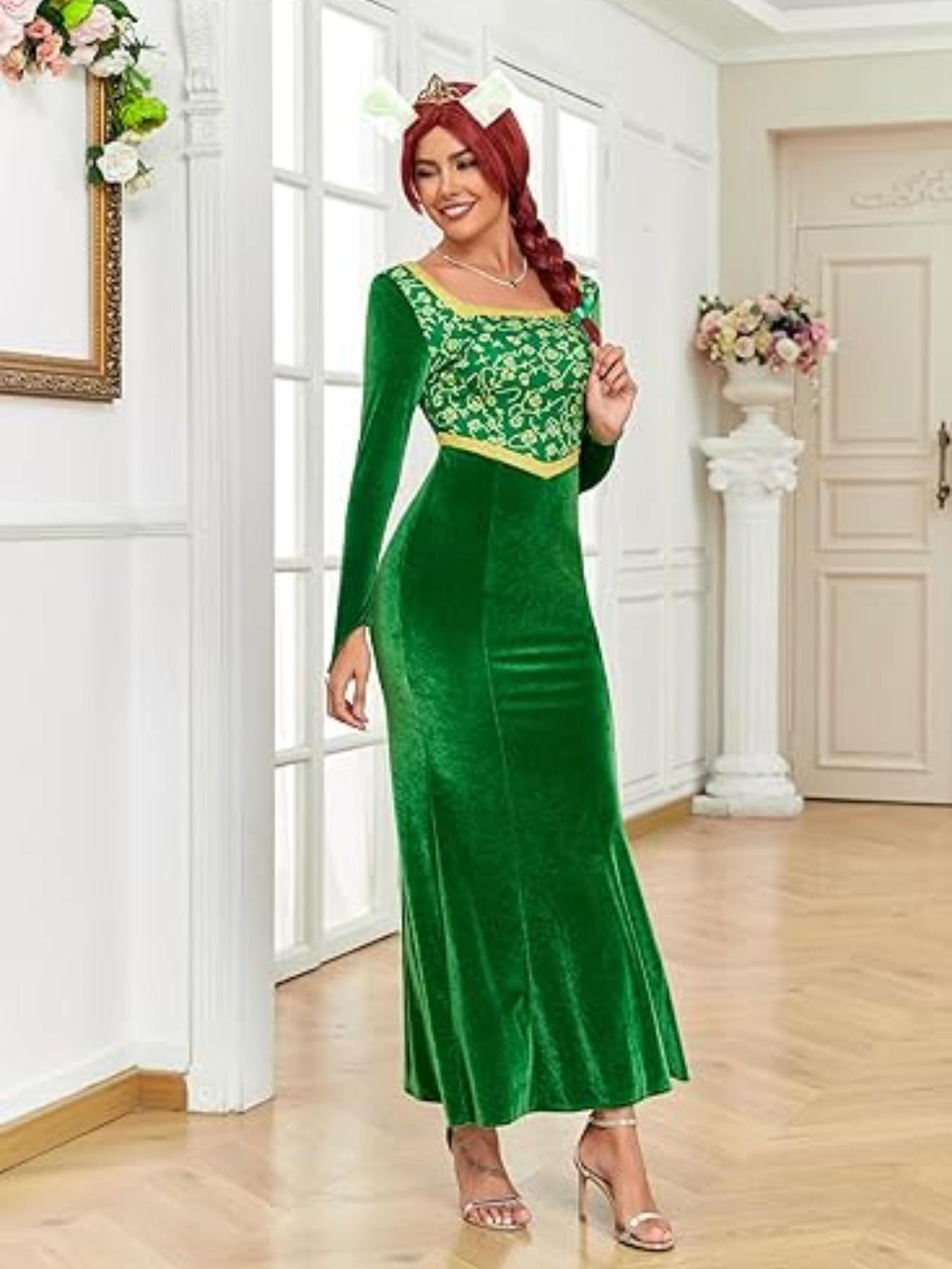 Anime Princess Dress Fiona Dress Shrek Cosplay Costume Halloween Fancy Fantasy Party Suit Roleplay for Adult Women