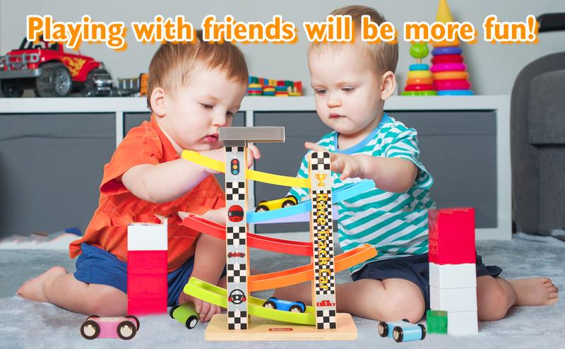 EDUTREE Toddler Toys Wooden Car Ramp Racer Toy Vehicle Set with 7 Tracks Mini Cars Race Tracks Montessori Inspired Gift for Boys Girls Play Playset Tricycle EDUTREE Toddler Toys Wooden Car Ramp Racer Toy Vehicle Set with 7 Tracks Mini Cars Race Tracks Montessori Inspired Gift for Boys Girls Play Playset Tricycle