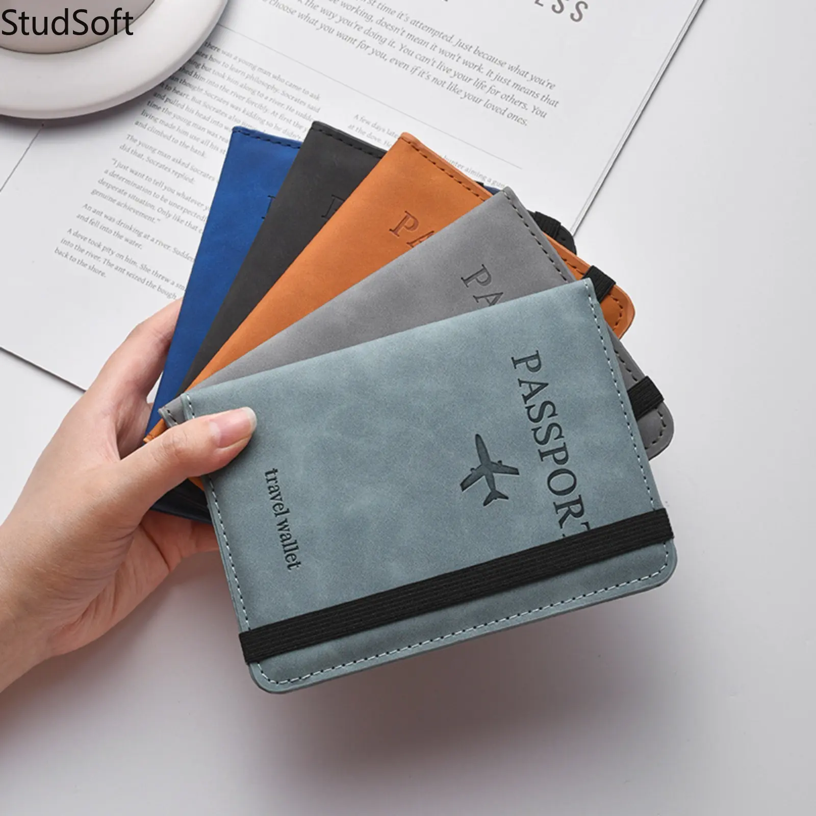 Unisex Compact Vintage RFID Blocking PU Leather Slim Passport Holder - Travel Wallet with Elastic Band, Credit Card Case, Ticket & Document Organizer Protector (Sports & Outdoor Accessory),back to school,back to school haul