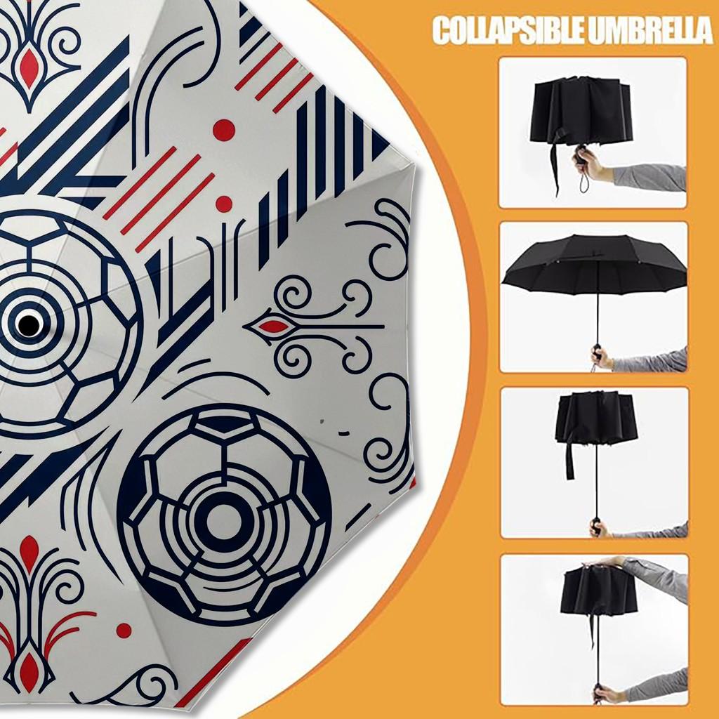 Football Field Pattern Umbrella, Automatic Open, Iron Frame, Portable Folding, Suitable for All Seasons, Travel, Office, Outdoor Use