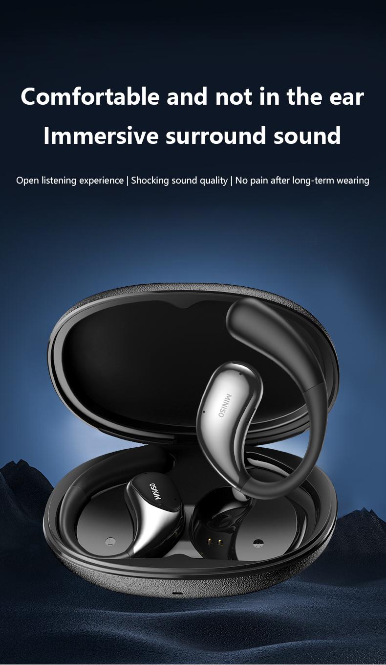 MINISO X69 OWS Wireless Headphones Open Ear Earbuds Bluetooth 5.4,Earphones HiFi Sound Headset with Charging Case Audio Electronic