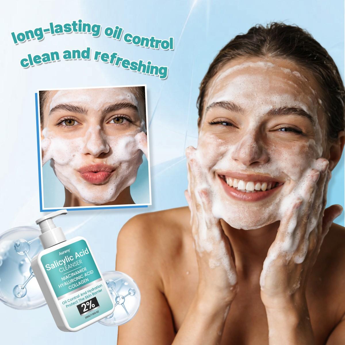 Salicylic Acid Cleanser,Acial Cleanser,Facial Cleansing,Foaming Face Wash, Helps Clear & Prevent Acne Breakouts, Oil Free, Excess Oiloil Control And Hydrationprotect The Skin Barrier,Brightening & Even Skin Tone,Glowing Complexion Face Wash-200g