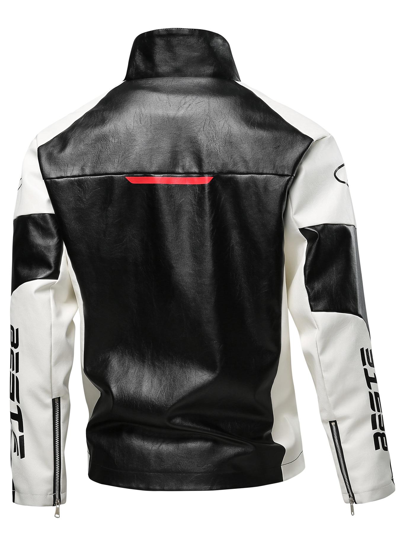 Men's PU Leather Motorcycle Jacket, Windproof Waterproof Warm Slim Fit,Comfortable Durable,Fashionable Knight Wear for Fall & Winter