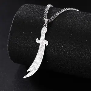Unique and trendy sword necklace made of 304 stainless steel, hip-hop punk fashion commuter sword necklace