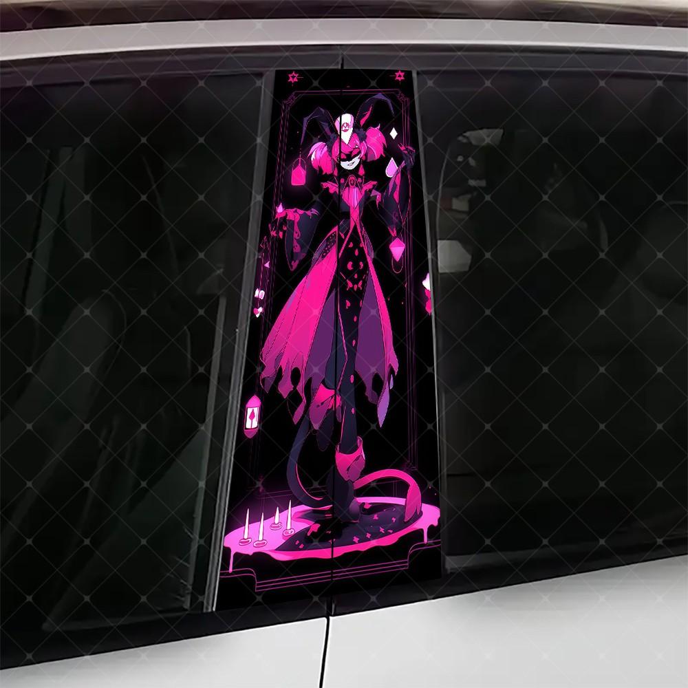 2pc Cartoon Joker Vinyl Stickers, Car B Pillar Protection Decals, Easy Peel Off, Sunproof Waterproof Scratch Resistant, All Models Compatible