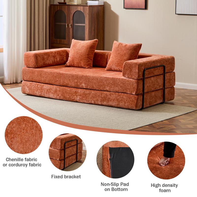 QAK 74‘’ Cloud Floor Sofa Bed High-Quality Convertible Comfy Corduroy Fabric, Premium Sponge Padding, Multi-Functional Floor Sofa & Mattress for Living Room