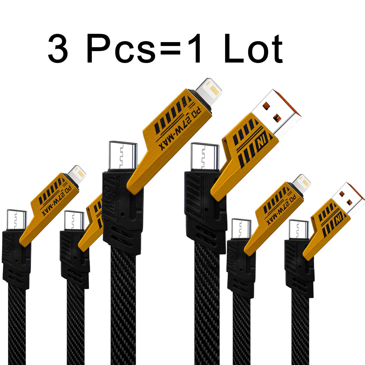 1/2/3pcs Wholesale Phone Dual Charging Cable, 65w USB PD to Type-C iOS Interface, Pd27w 2-In-1 Charger Data Cable, Fast Charging Cord