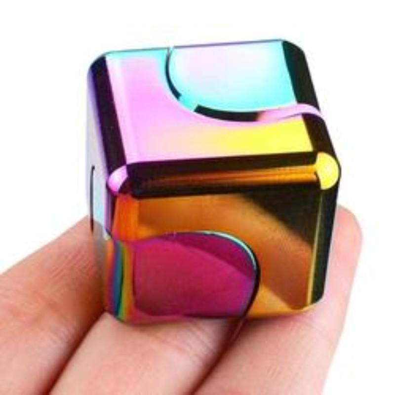 Alloy Spinning Rubik's Cube, Finger Spinner, Colorful Square Fidget Spinner, Cube Leisure Toys