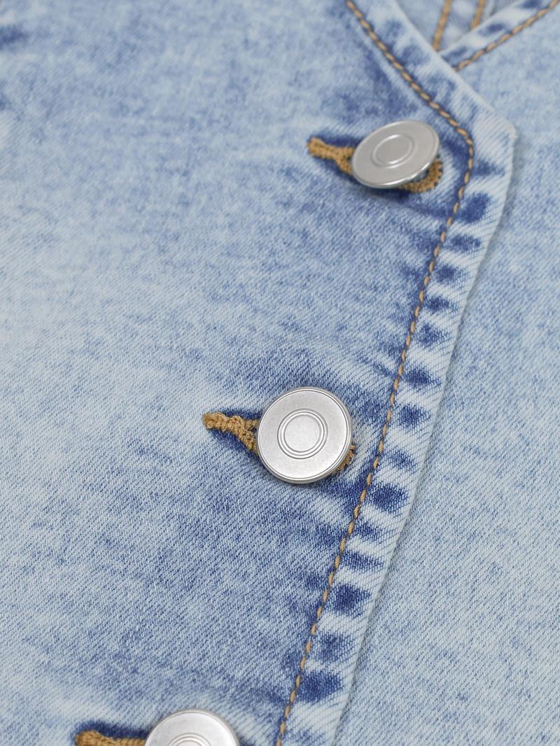 Women's Plain Denim Vest, Casual Sleeveless Vest for Summer, Ladies Clothes for Daily Wear, Minimalist Fitted Vest