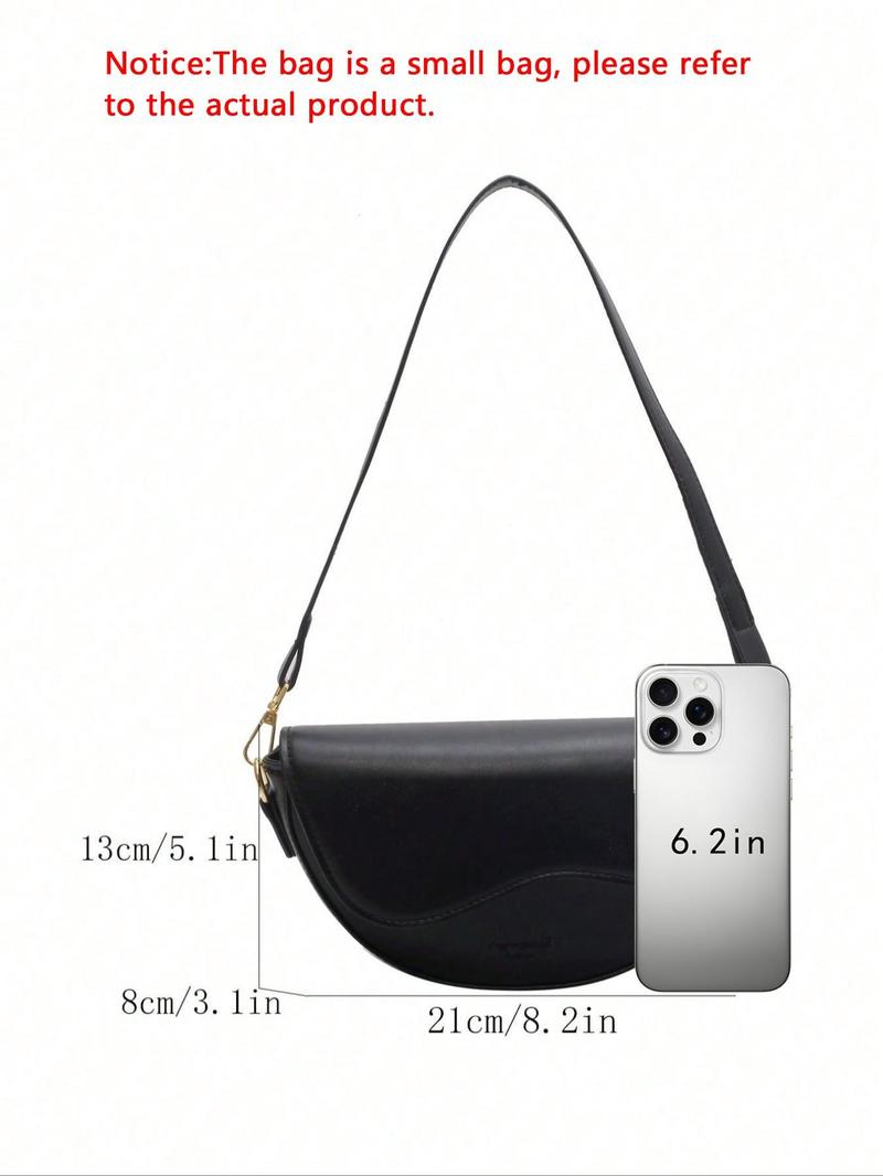 Women's Retro Solid Color Saddle Bag, Wide Shoulder Strap Messenger Bag, Fashionable Classic Popular Shoulder Bag, Suitable for Daily Outing