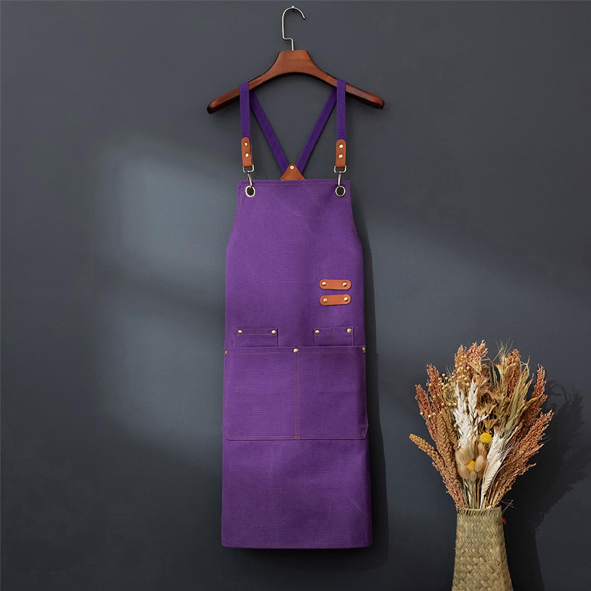 1PC Thick Canvas Chef Apron for Men and Women, Durable Workwear with Pockets, Ideal for Restaurant, BBQ, Baking, Painting, Gardening
