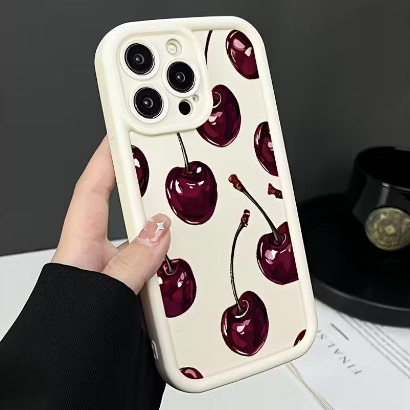Sexy Wine Cherry Graffiti Phone Case, Creative Design Compatible with Multiple iPhone iPhone11/12/16/16Promax/16pro/16plus/13/14/15/15pro/15 Plus/15 Promax/7plus/8plus/X/Xs, Stylish Protective Cover