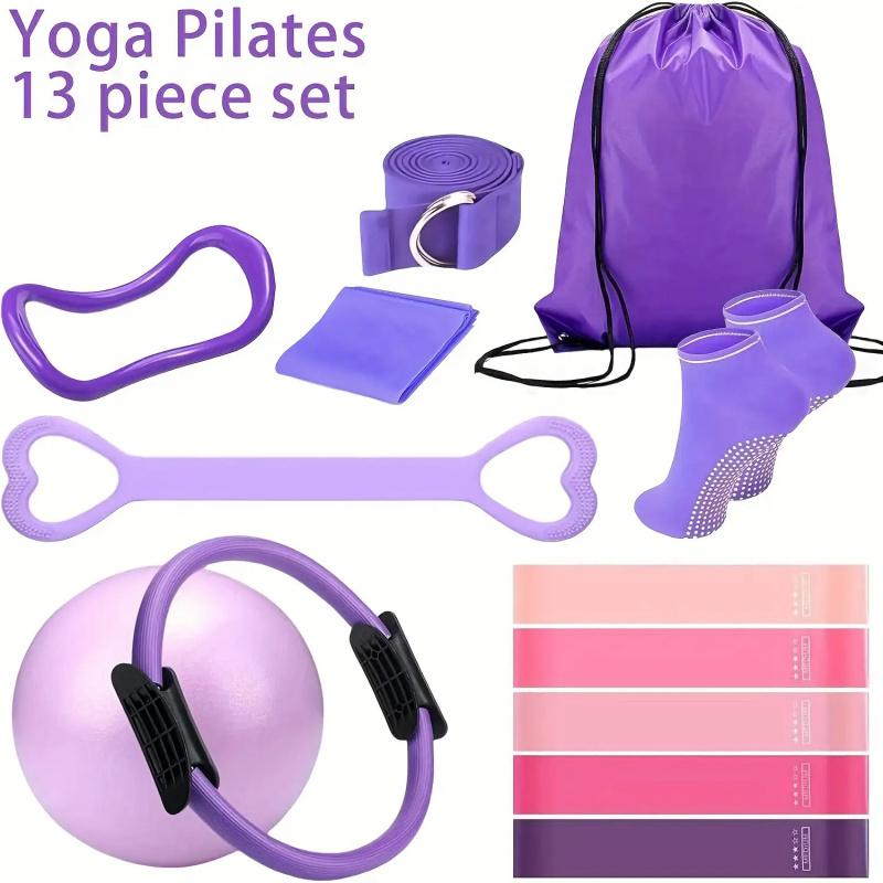 Yoga mat, resistance bands, home gym equipment, workout accessories, yoga gear, fitness kit, toning exercise, flexibility training, all-in-one yoga set