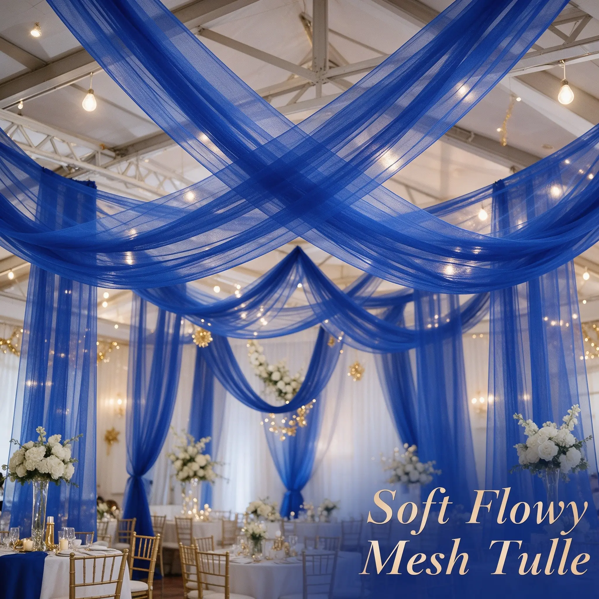 Baby Blue Semi-Transparent Netting, Soft Draping Material for Wedding Canopies, Event Backdrops, DIY Photo Props, Holiday Decorations, Wedding Party Decor