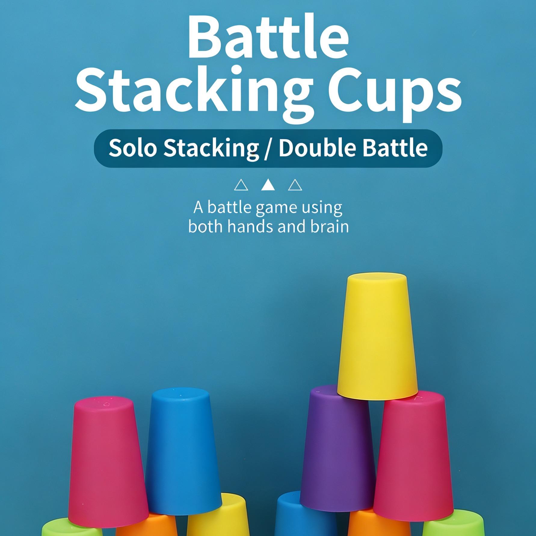 Educational Stack Cups Set, Color Recognition Cards, Toy, Focus Logic Thinking, Two-Person Interactive Puzzle, Stacker