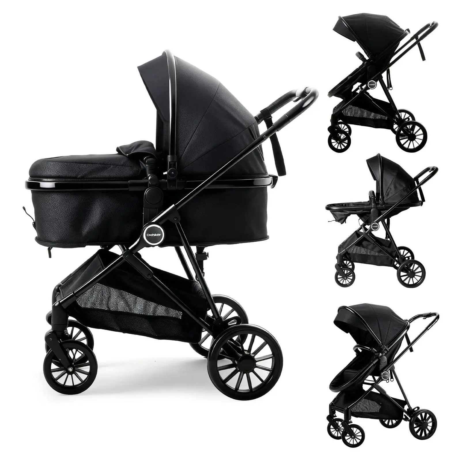 Vintage 90 Orbit Baby High-View Stroller 2026 - Aluminum Alloy Frame, 1-Click Folding, Universal Wheels, Sunshade Canopy & Windproof Cover, 2 Modes: Sitting & Lying (Baby Travel Gear)