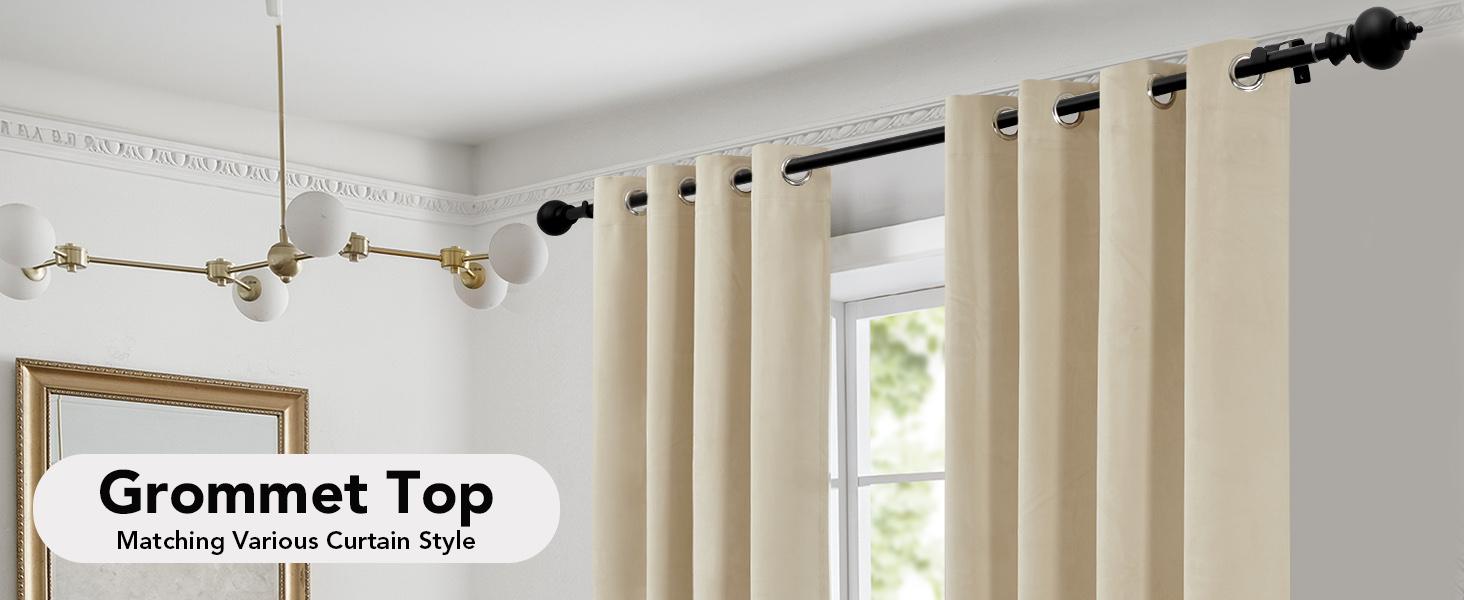 Deconovo Adjustable Heavy Duty Curtain Rod - Telescopic for Bedroom/Living Room, Easy Install (3/4" Steel, Brackets & Finials, Grommet/Tab) Deconovo Adjustable Heavy Duty Curtain Rod - Telescopic for Bedroom/Living Room, Easy Install (3/4" Steel, Brackets & Finials, Grommet/Tab)