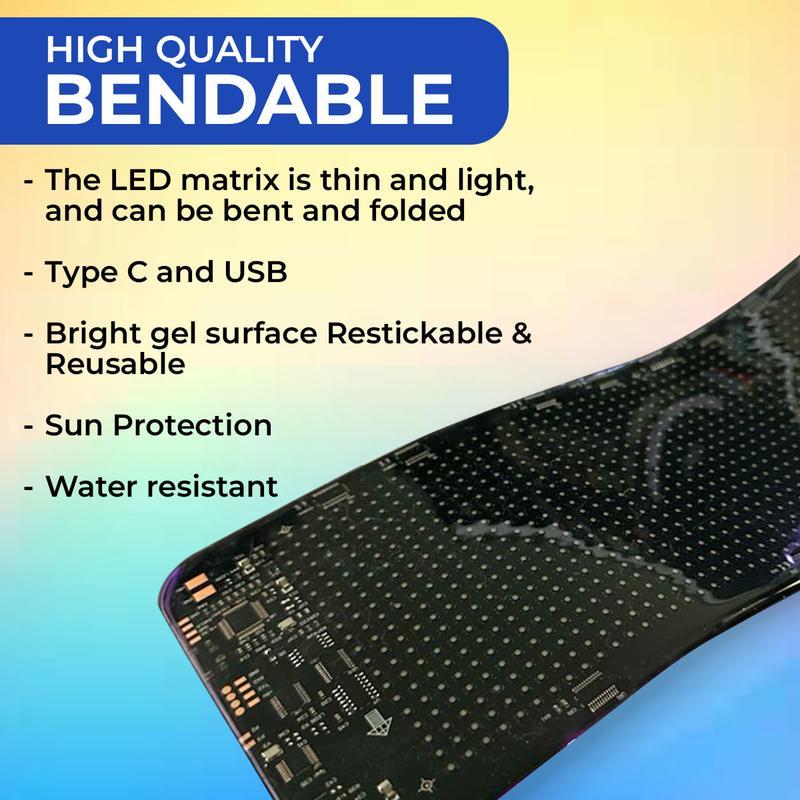 Flexible LED Eye Screen for Car - Colorful Soft Window Lamp, Fully Programmable Illuminated Emblem Display Panel Decoration Custom