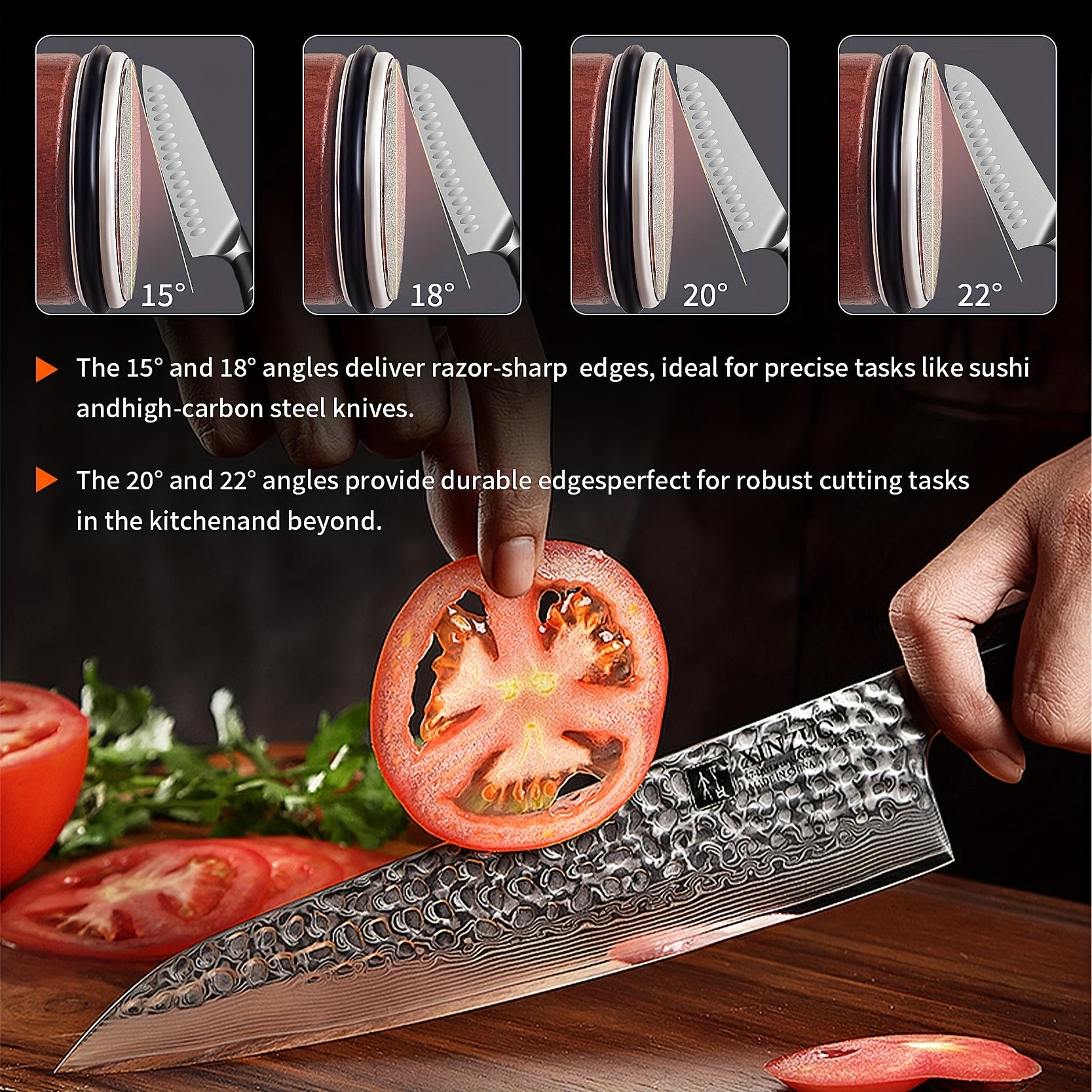 Multi-Angle Knife Sharpener Kit with Durable Ceramic Grinding Wheel, Culinary Essential, Adjustable Angles 15, 20, 18, 22 Degrees - Manual Kitchen Gadget, No Battery Needed, Rolling, Household Kitchenware Home