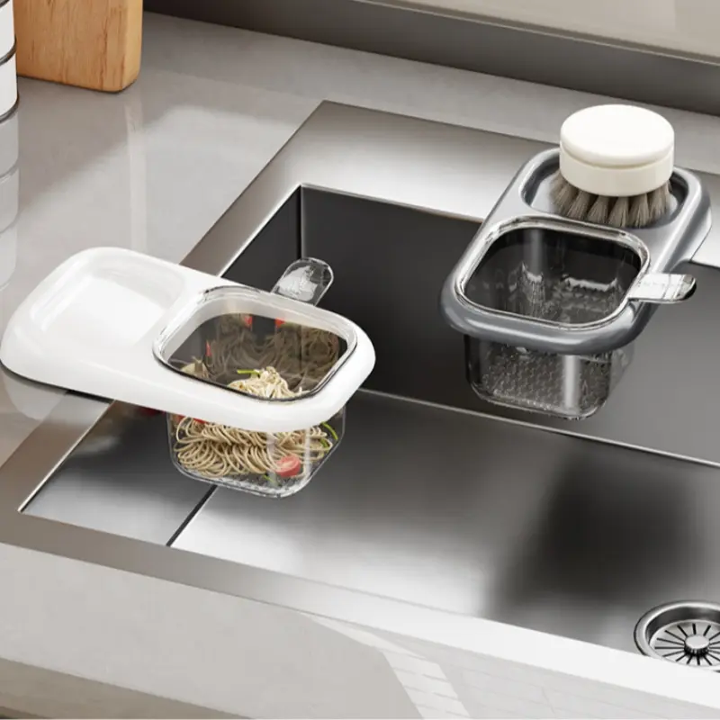 Vacuum Cupboard Filter Basket, Two-In-One Kitchen Sink Strainer Rack, Fine Mesh Food Waste Collector, Vacuum Mount Countertop Organizer