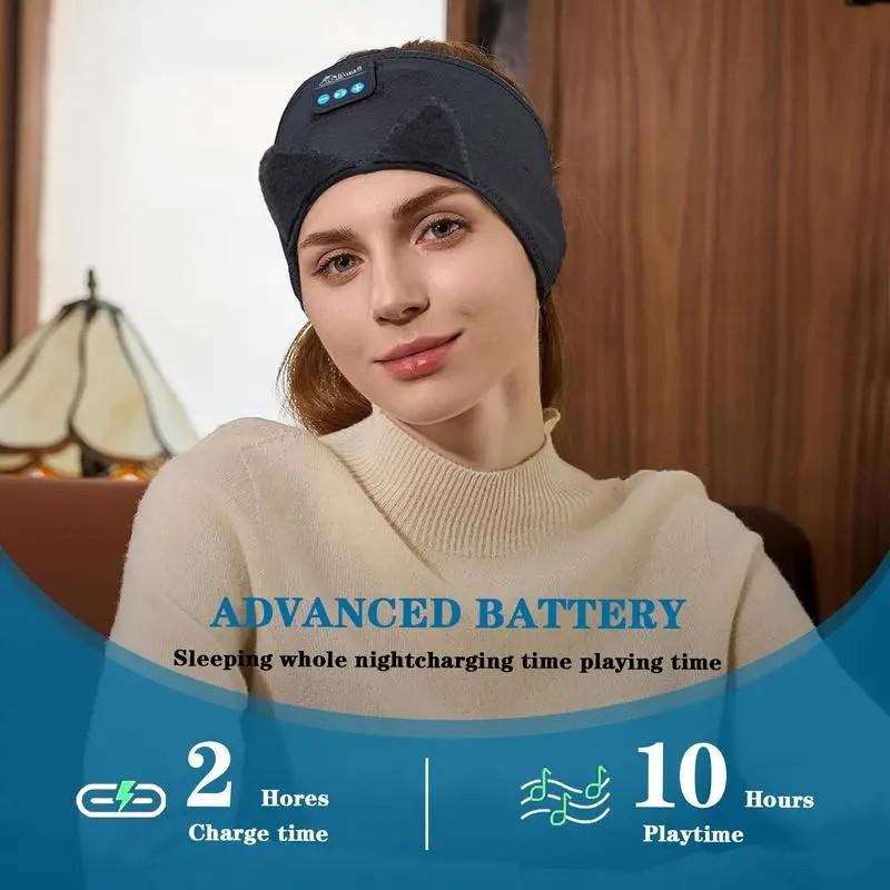 Breathable Wireless Sleep Headphones, Sports Headband with Wireless Mic, HiFi Sound Quality, Bluetooth-compatible Earbuds for Sleep and Sport