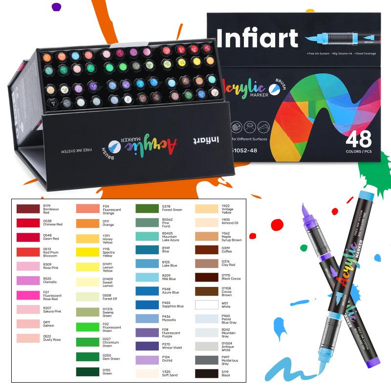 Acrylic Paint Markers Set, With Foldable Triangle Storage,Acrylic Paint Pens Brush Tip for Rock Painting, Wood, Glass, Stone, Canvas, Ceramic, Fabric,DIY Craft,Art Supplies for Adults,Art Mrkers