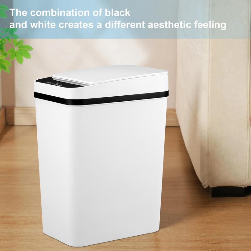 Automatic Touchless Garbage Can 12L Small Motion Sensor Smart Trash Bin for Bedroom Bathroom Office Living Room Kitchen Home Household Suppliers - Restroom