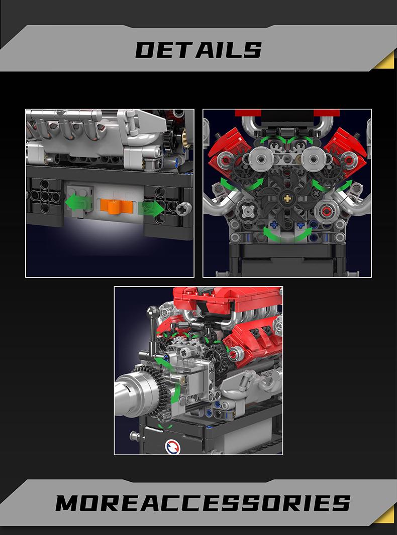 Mould King 10204 V8 Engine Car Motor Model Building Block Engineering STEM DIY Set Gift Adult Kid Toy 750 Pcs Mould King 10204 V8 Engine Car Motor Model Building Block Engineering STEM DIY Set Gift Adult Kid Toy 750 Pcs
