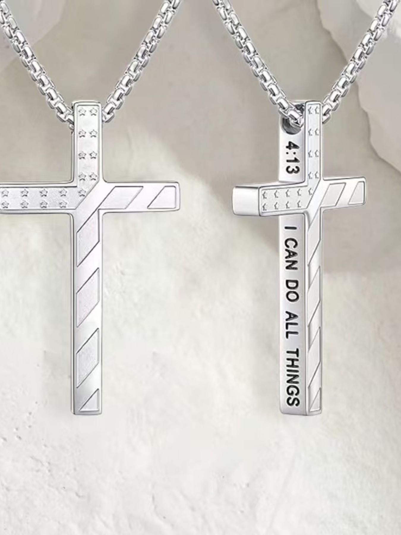 Unisex Stainless Steel Cross Necklace, Trendy Fashion Accessory, Versatile Design for Men and Women, Unique Style Jewelry