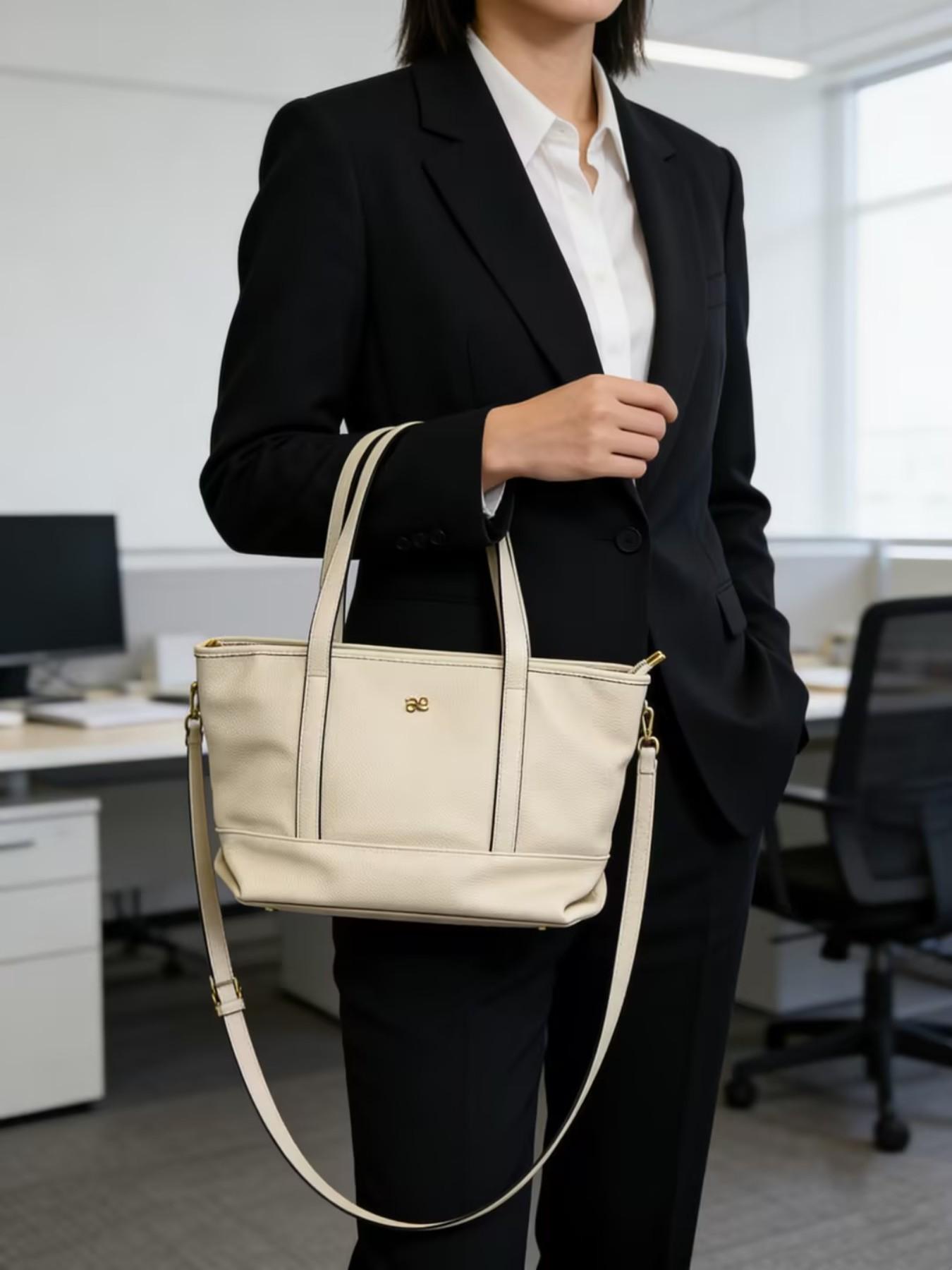 House of Littlebunny Corporate Daily Tote Bag, Sophisticated Leather Design, Organizational Compartments, Ideal for Career Women