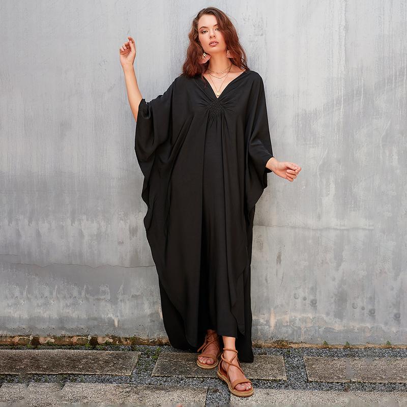 Bsubseach Women Ethnic Print Kaftan Dress , Plus Size All Over Print  TunicDress, Boho Casual V Neck TunicDress for Women, Women's Plus Cover Up,Mrs. Roper Kaftan ，bubu，mumu，Casual Womenswear Maxi Modesty Muslim Clothing Baggy