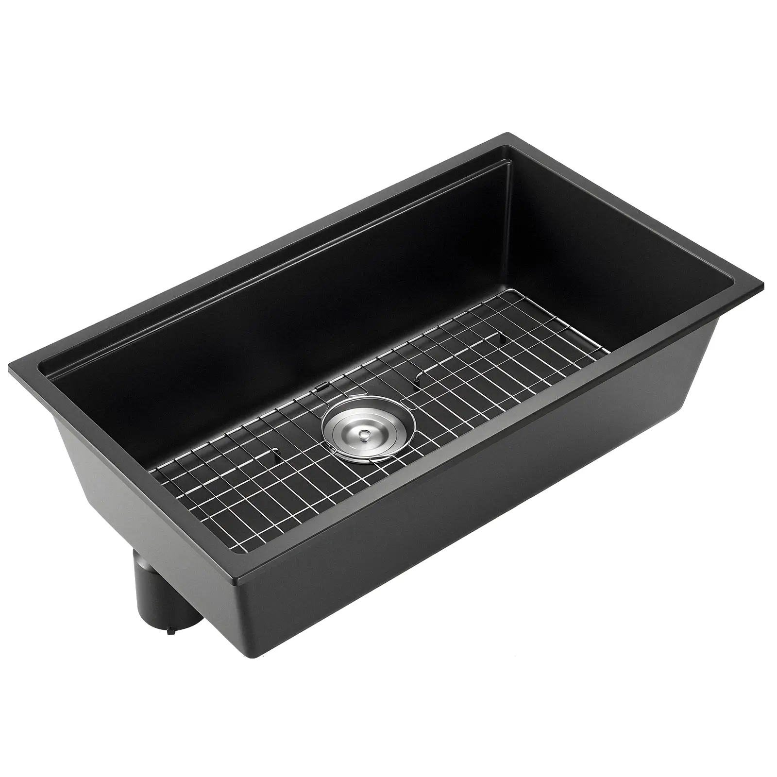 33 inch Kitchen Sink Workstation, Undermount Granite Sink, Drop-In Single Bowl Farmhouse Basin with Multiple Accessories, Household Dishwasher Sinks for RV, Prep Kitchen, and Bar (Black)