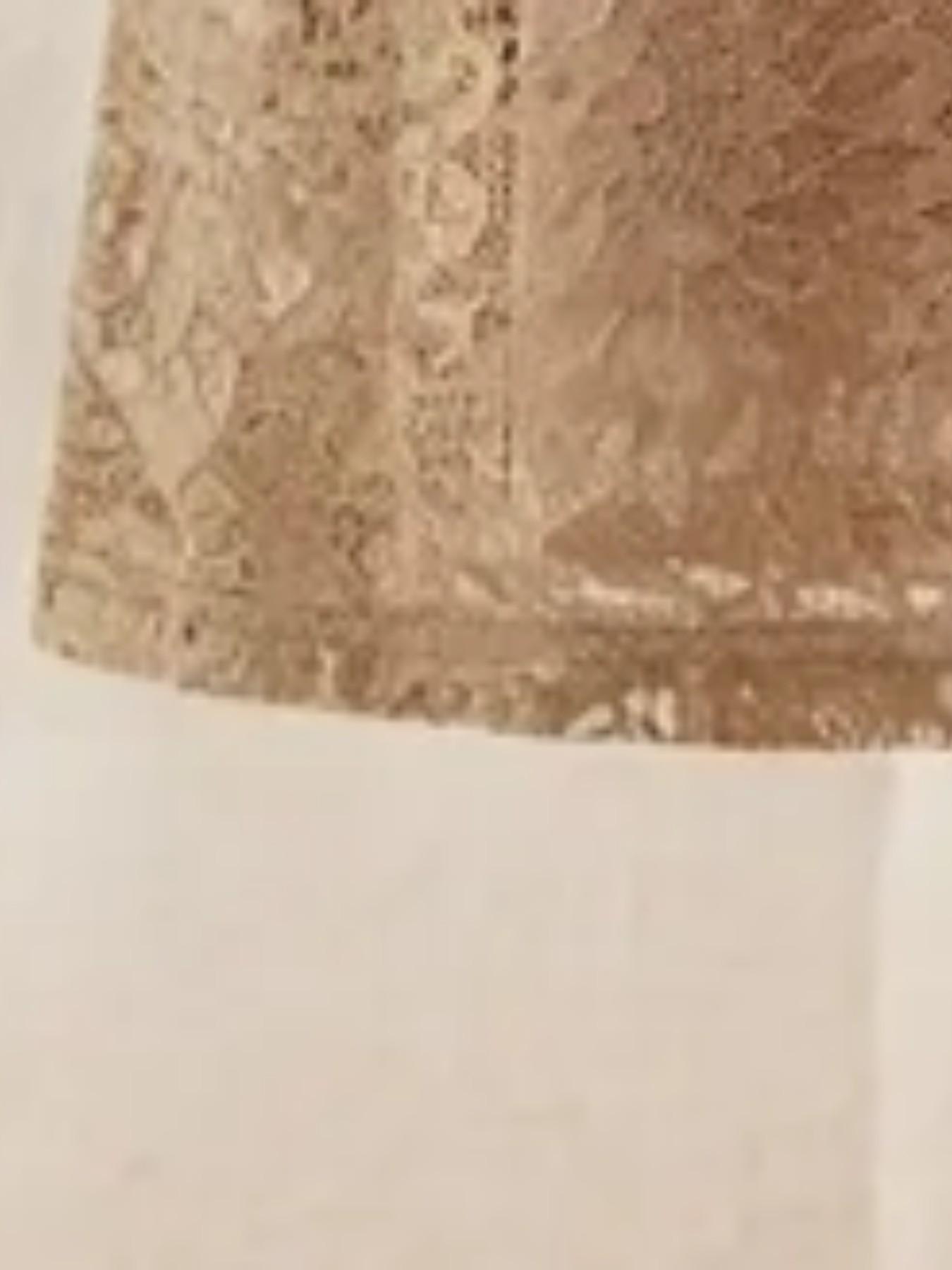 Spring Summer Women's Elegant Daily Commute Dress, Light Gold V Neck Lace 3/4 Sleeve Midi Dress, Waist Belted Slim Fit