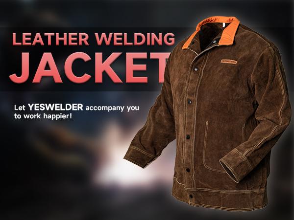YESWELDER Heavy Duty Split Cowhide Leather Welding Jacket | Heat Flame Resistant Welder Coat for Men & Women | Work Safety Vest with Cotton Lining