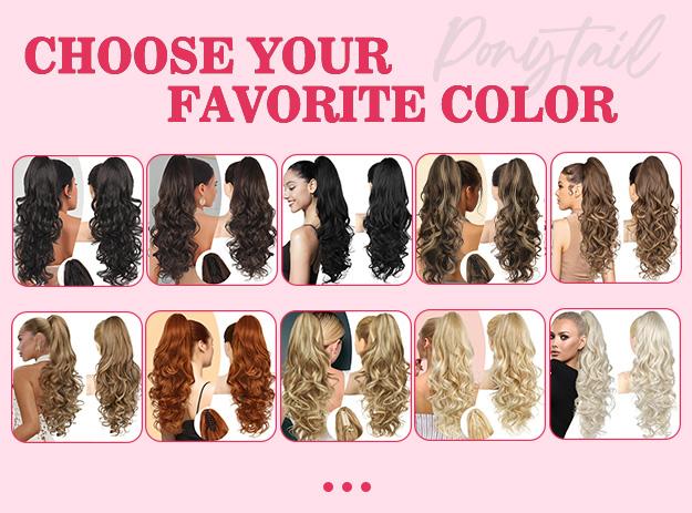 Ponytail Extension 24 Inch Claw Clip in Ponytail Extension for Women Long Curly Wavy Dark Brown Fluffy Hairpiece for Daily Party Use Synthetic