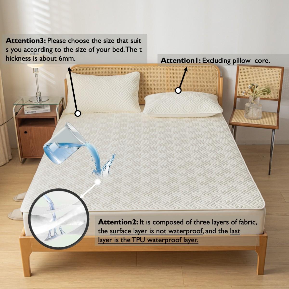 2pcs/3pcs Waterproof Mattress Protector Set, Waterproof Mattress Cover, for Queen/King Beds, Deep Pocket Fits 6"-18" Mattress, Noiseless, Soft, Breathable, Stain-Resistant & Machine Washable, Ideal for Homes with Kids, Pets or Elderly