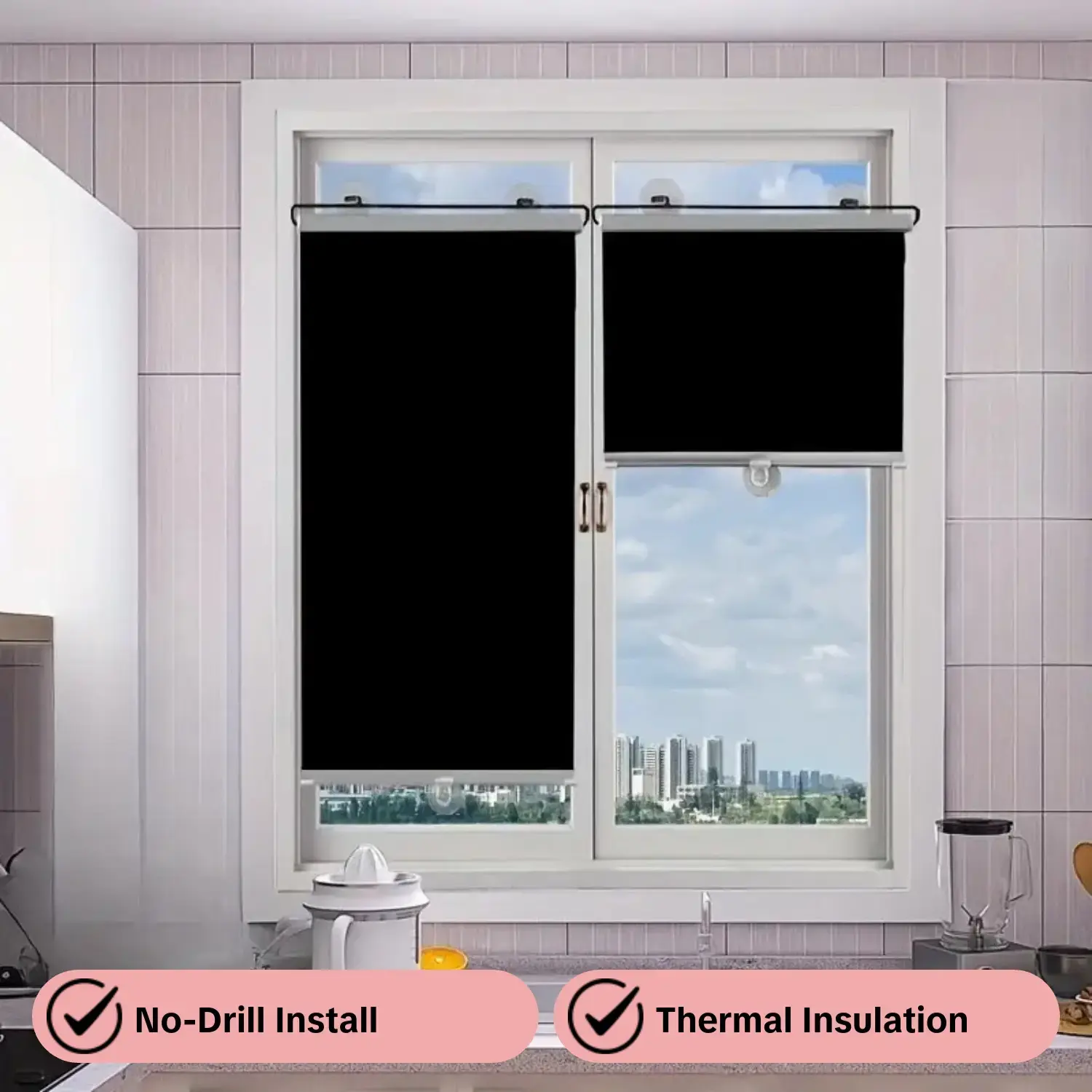 Stretchable Insulated Sunshade Curtain, No-Drill Window Blind, Office Sunroom Heat Protection, Kitchen Balcony Living Room Shade, Thermal Insulated Curtain, Window Shade Cover