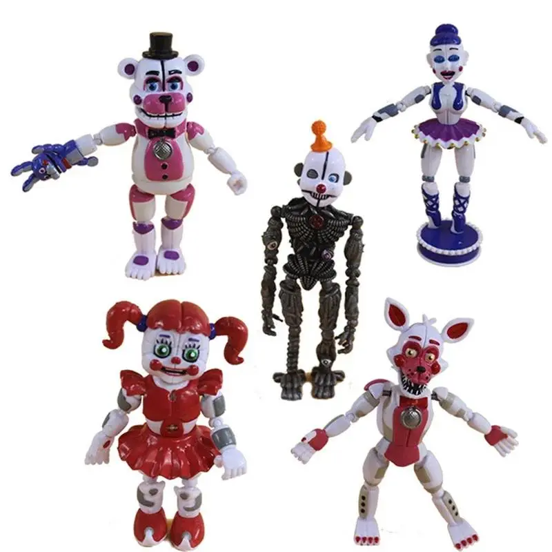 5 Pcs/Set Midnight Toy Bear Game Funtime Foxy Sister Location Horror Doll Lightening Movable Joint Toys