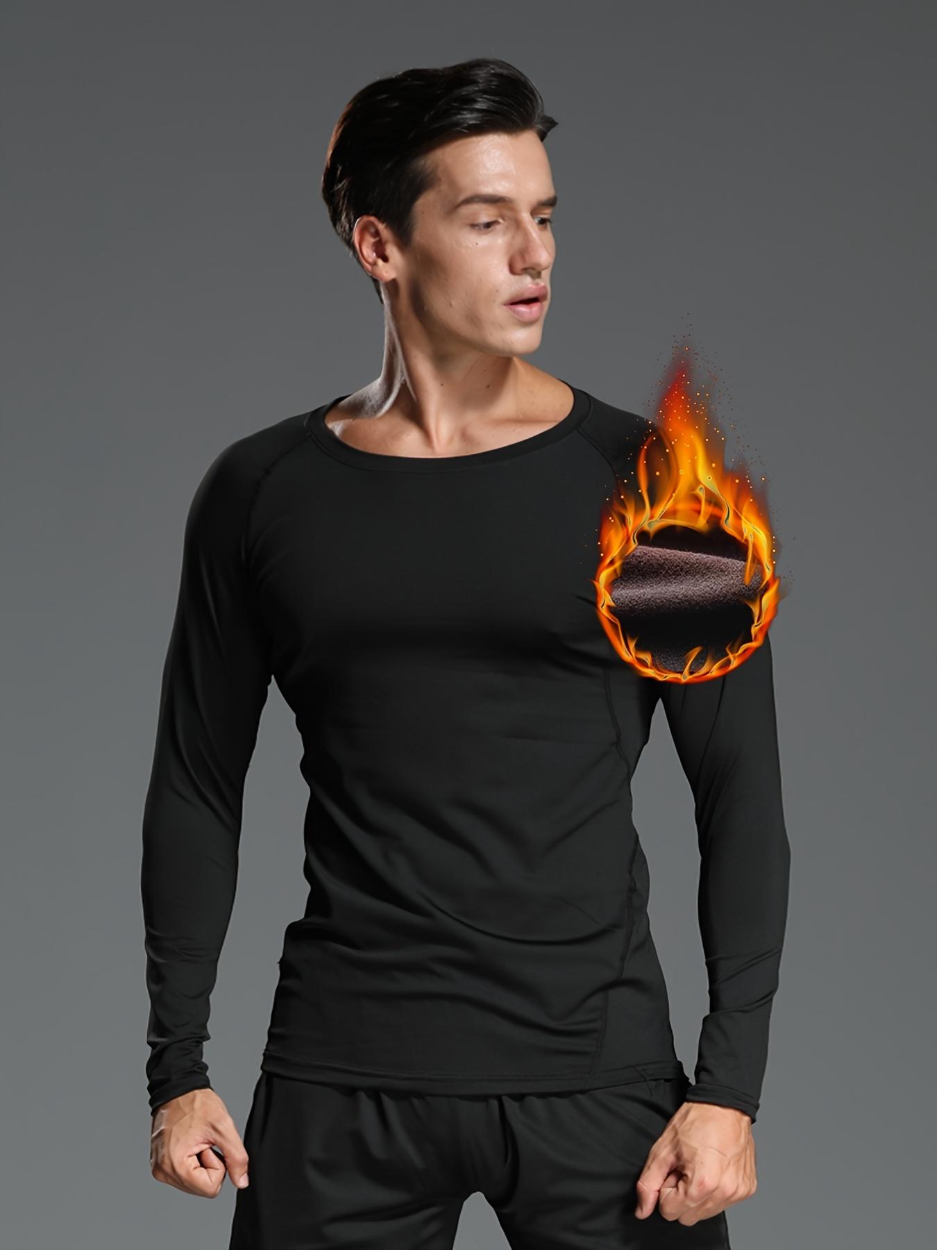 Men's 5pcs Thermal Undergarment Set - Winter Sports Gym Suit with Tight-Fitting Long Sleeve Shirts & Base Layers for Running, Skiing, Gym Training - Cold Weather Performance Wear (Non, Hand Washable) for male athletes